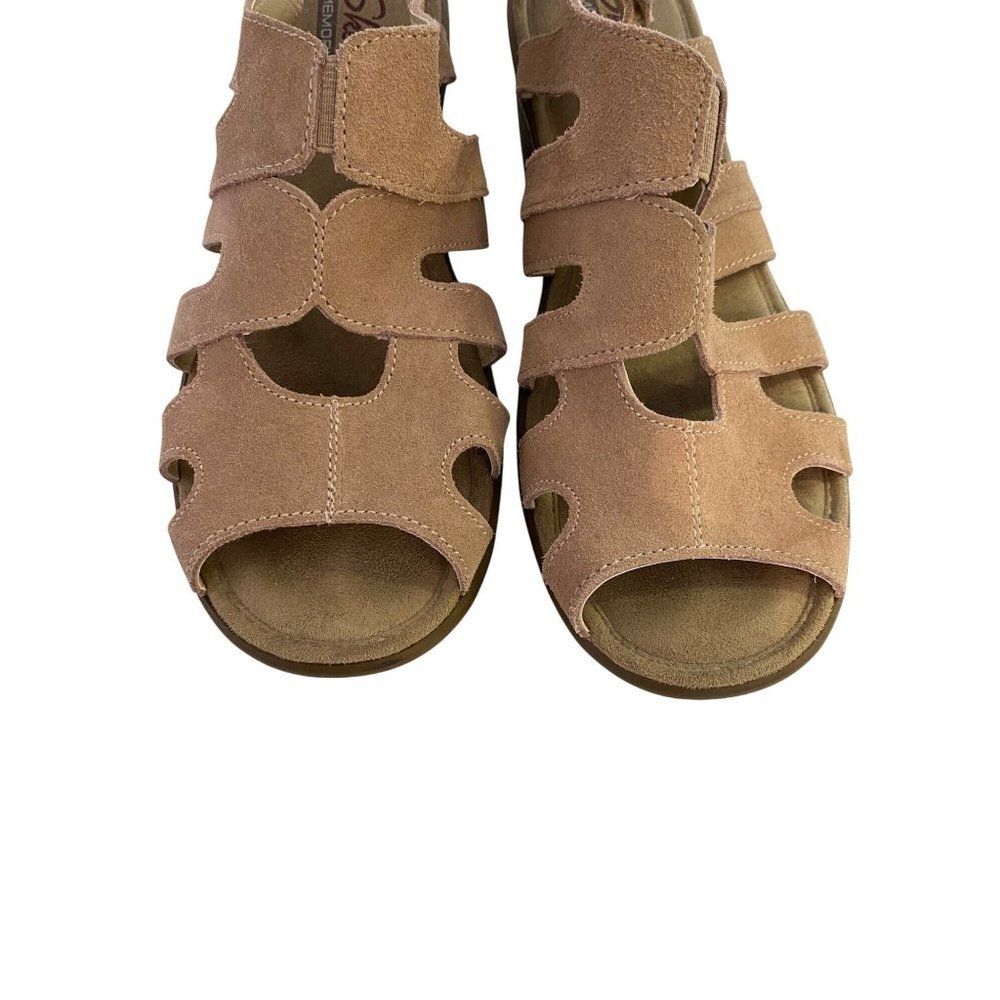Skechers Womens Memory Foam Sizr 7 Beige Sandals Open Toe Slingback Wedge - Picture 7 of 8